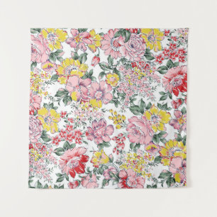 allover flowers pattern on white background tapestry