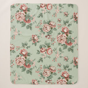 Allover multi motif flowers ornament Seamless patt Sherpa Blanket