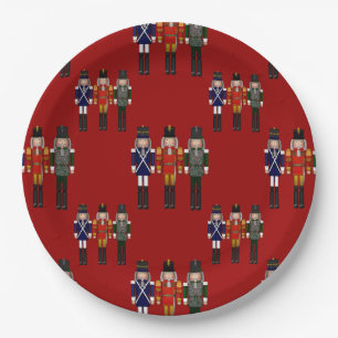 Allover Nutcrackers, Red-Paper Party Plates