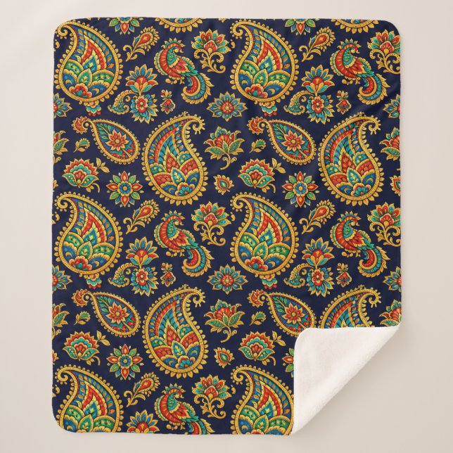 allover paisley  sherpa blanket (Front)