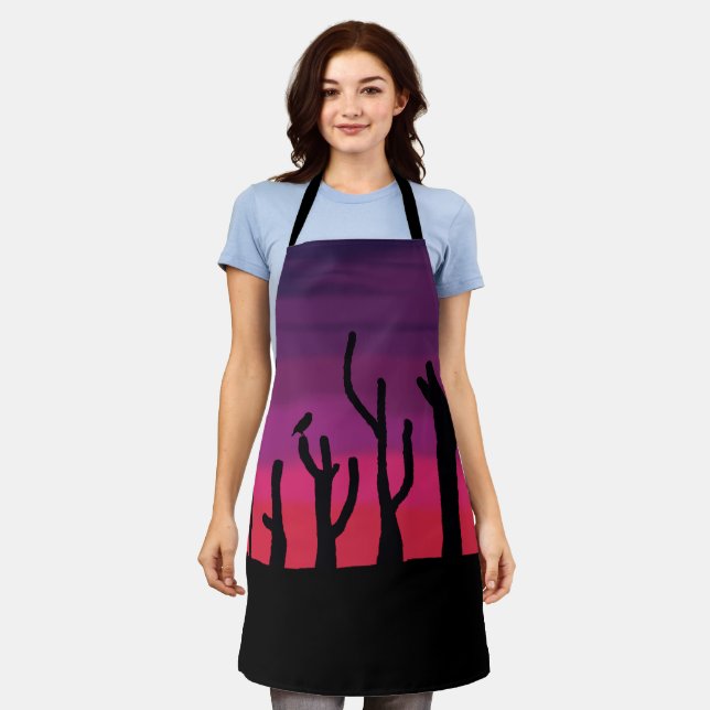 Allover Print Apron  Desert Sunset w/ Owl (Worn)