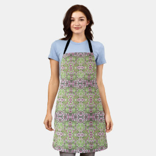 Allover Print Apron Magnolia Lattice