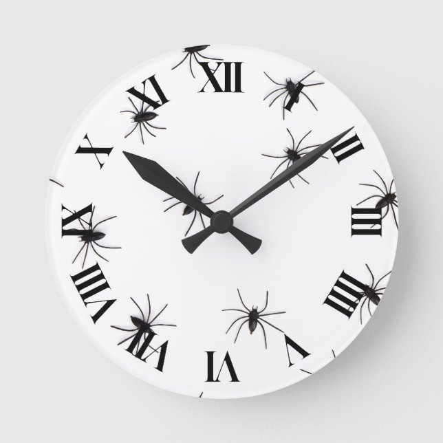 Allover Spiders Halloween Round Clock (Front)