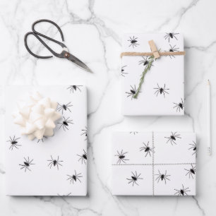 Allover Spiders Halloween Wrapping Paper Sheet