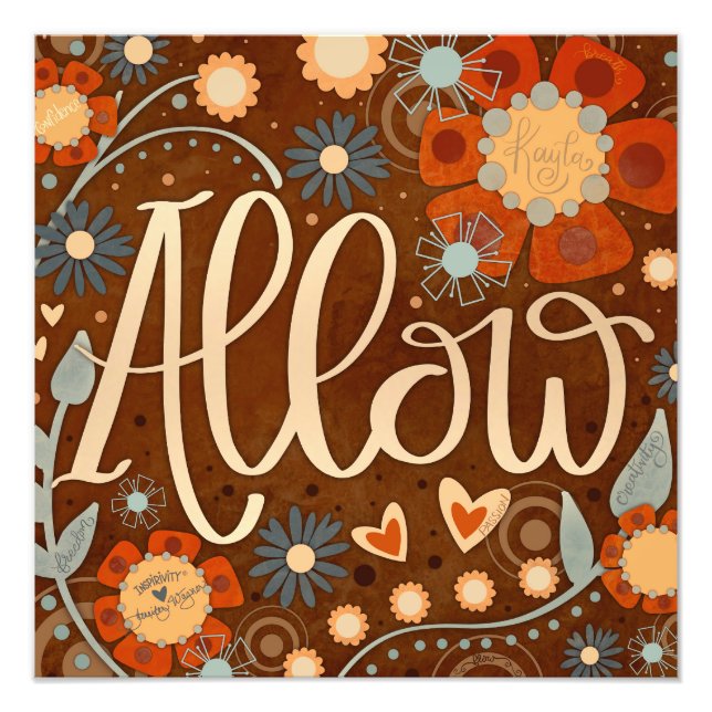 Allow Inspirational Heart Floral Pretty  Photo Print (Front)
