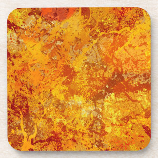 Alloy Orange and Amber Paint Splatter Abstract Coaster