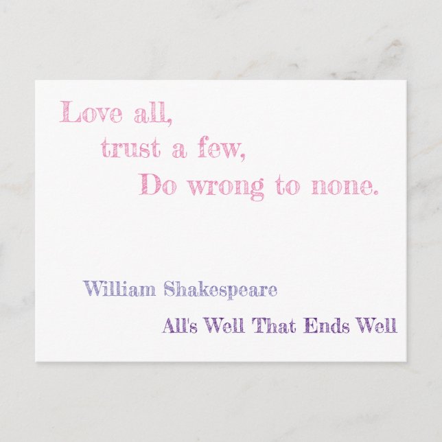 All's Well That Ends Well Postcard (Front)