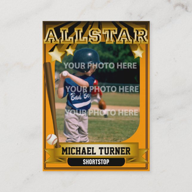 ALLSTAR Orange Custom Baseball Card (Front)