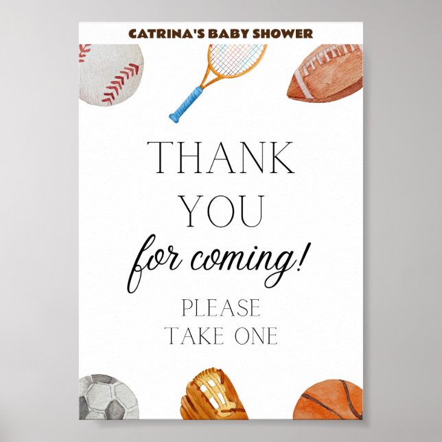 Allstar Sports Baby Shower Sign 5x7 (Front)