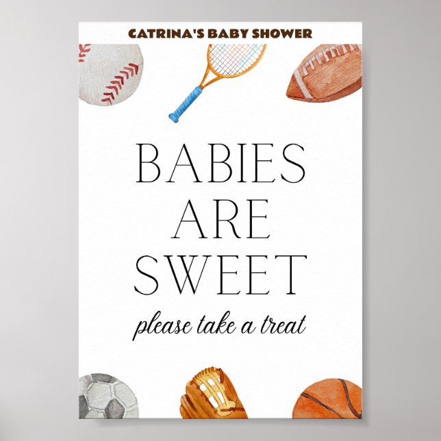 Allstar Sports Baby Shower Sign 5x7 (Front)