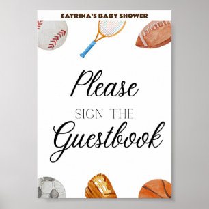 Allstar Sports Baby Shower Sign 5x7