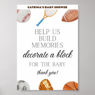 Allstar Sports Baby Shower Sign 5x7
