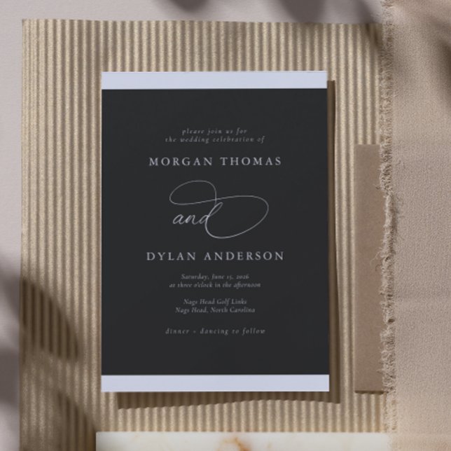 Allure Calligraphy Black & White Wedding Invitation (Creator Uploaded)
