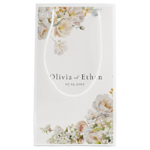 Allure - White Roses & Baby's Breath Wedding Small Gift Bag