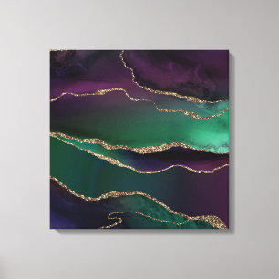 Alluring Agate   Dark Jewel Tone Stone Gold Veins Canvas Print