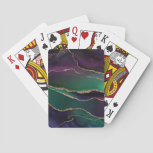 Alluring Agate   Dark Jewel Tone Stone Gold Veins Playing Cards