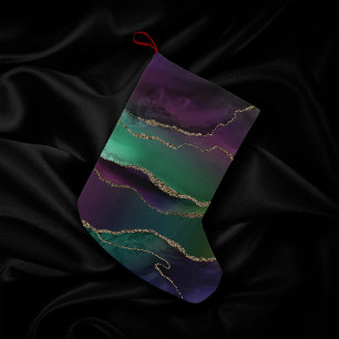 Alluring Agate Dark Jewel Tone Stone Gold Veins Small Christmas Stocking