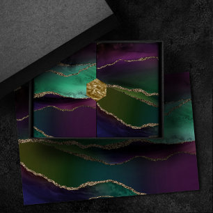 Alluring Agate Dark Jewel Tone Stone Gold Veins Tissue Paper