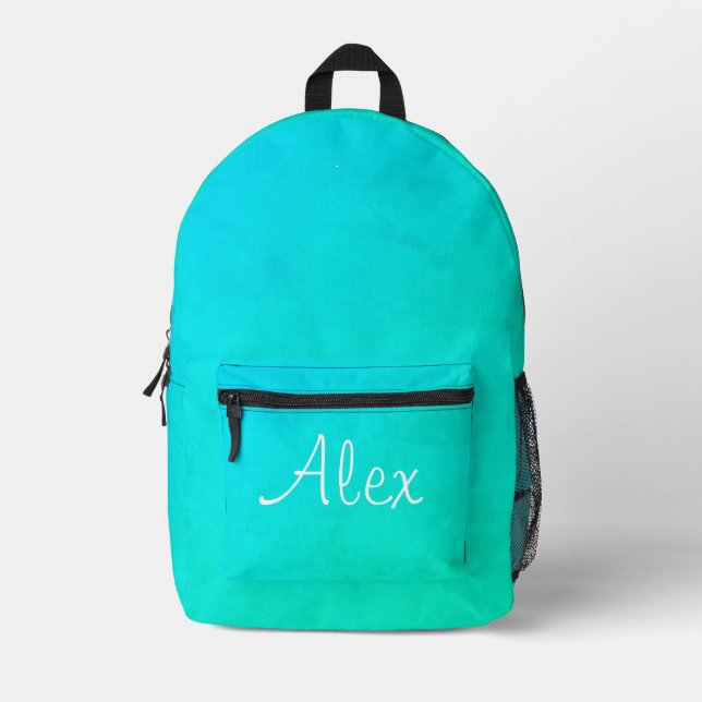 Alluring Aqua Printed Backpack (Front)