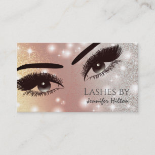Alluring glittery lashes makeup eyes business card