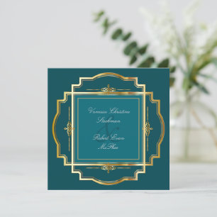 Alluring Gold Frame Wedding Invitation