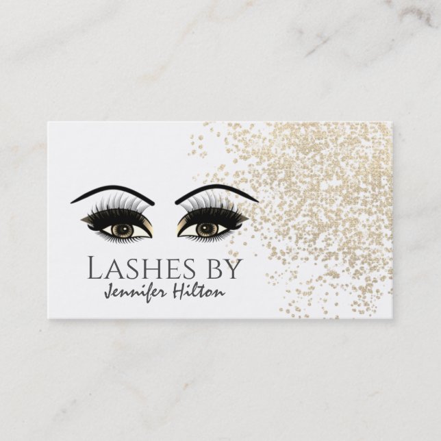Alluring gold patina long lashes makeup eyes business card (Front)