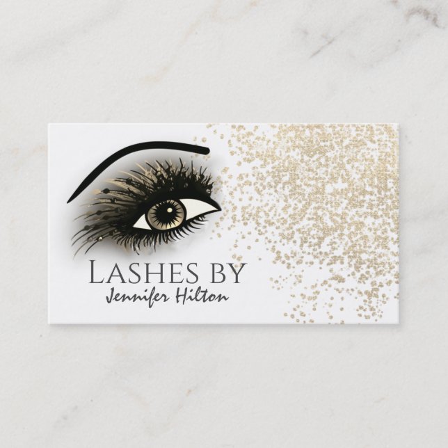 Alluring gold patina long lashes makeup eyes business card (Front)