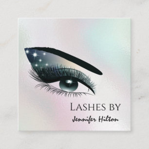 Alluring holographic trendy lashes makeup eye square business card