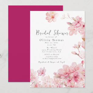 Alluring Pink Cherry Blossom Flowers Bridal Shower Invitation