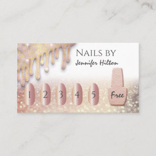 Alluring rose gold glittery nail salon business card