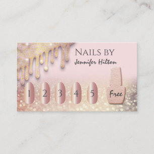 Alluring rose gold glittery nail salon business card