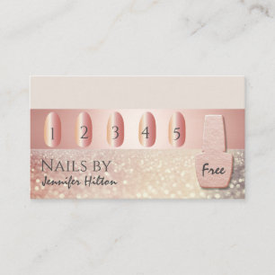 Alluring rose gold glittery nail salon business card