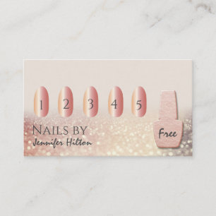 Alluring rose gold glittery nail salon business card