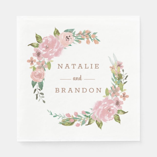 Alluring Rose Vintage Dusty Pink Monogram Dinner Napkin (Front)