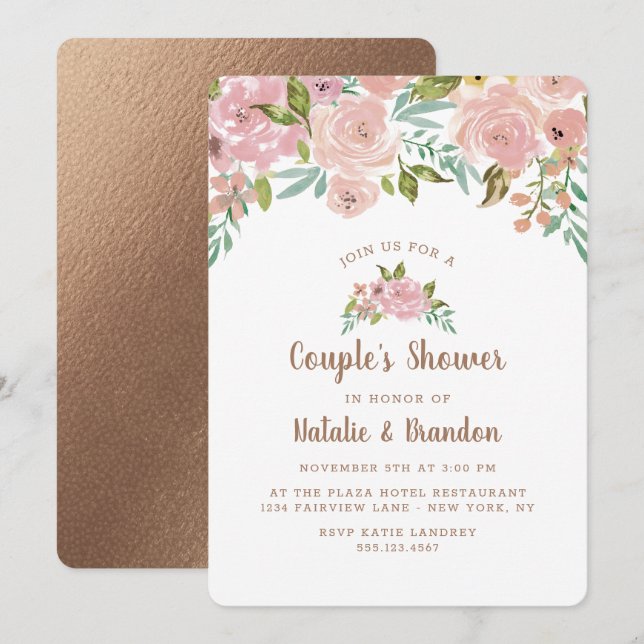 Alluring Rose Vintage Dusty Pink Wedding Shower Invitation (Front/Back)