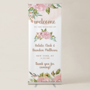 Alluring Rose Vintage Dusty Pink Wedding Welcome Retractable Banner
