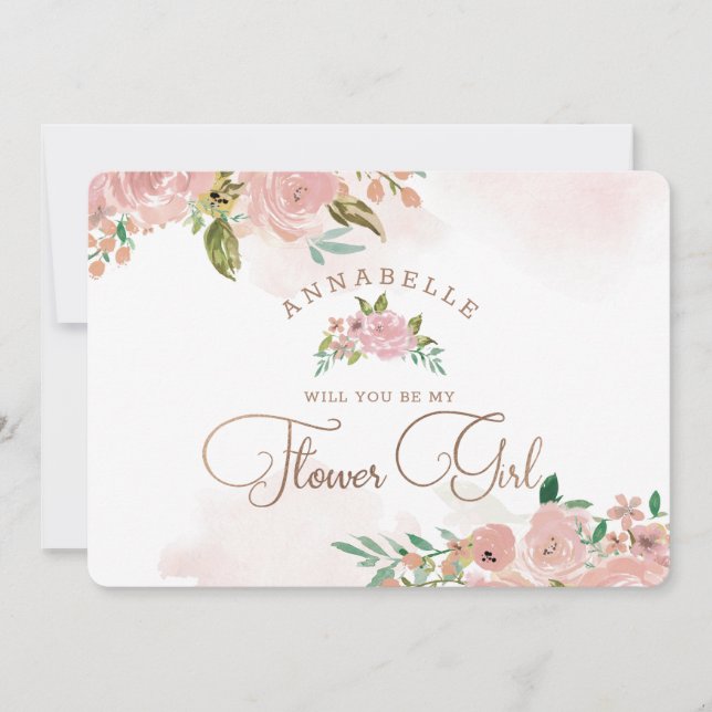 Alluring Rose Vintage Flower Girl Proposal Card (Front)