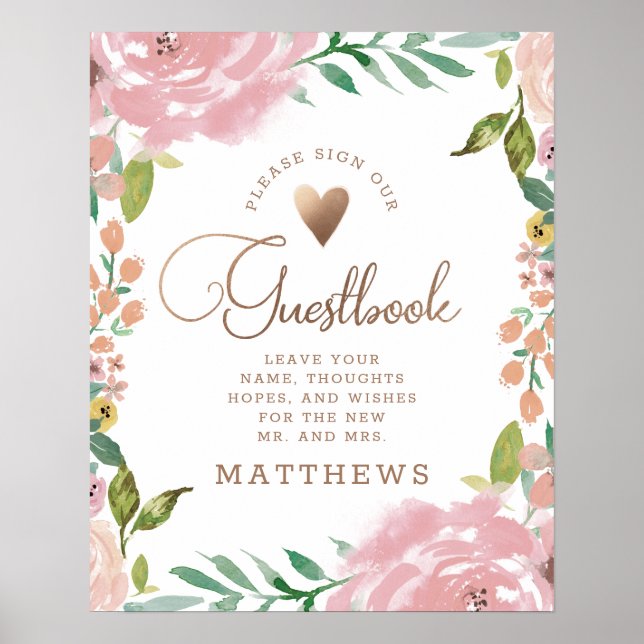 Alluring Rose Vintage Pink Sign our Guestbook Sign (Front)