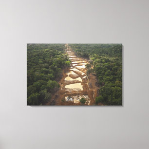 Alluvial Gold Mining. Rainforest, Guyana. Canvas Print
