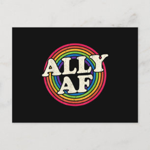 Ally AF - Gay Pride Month - LGBT Rainbow Flag Announcement Postcard