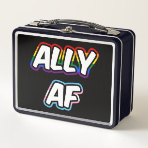 Ally AF II - LGBTQ Flag Gay Trans Queer Pride Metal Lunch Box