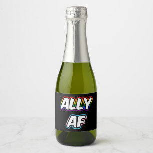 Ally AF II - LGBTQ Flag Gay Trans Queer Pride Sparkling Wine Label