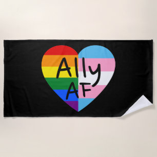 Ally AF III - LGBTQ Flag Gay Trans Queer Pride Beach Towel