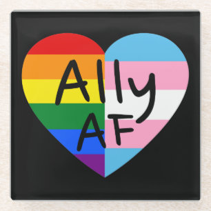 Ally AF III - LGBTQ Flag Gay Trans Queer Pride Glass Coaster