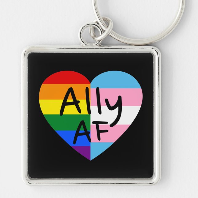 Ally AF III - LGBTQ Flag Gay Trans Queer Pride Key Ring (Front)