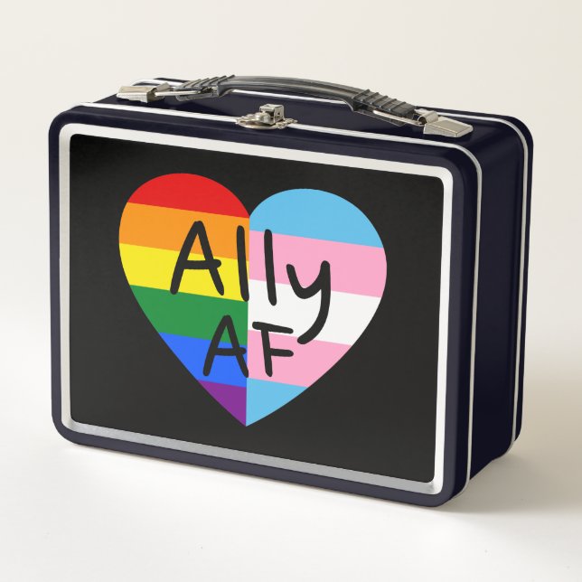 Ally AF III - LGBTQ Flag Gay Trans Queer Pride Metal Lunch Box (Front)