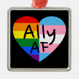 Ally AF III - LGBTQ Flag Gay Trans Queer Pride Metal Tree Decoration