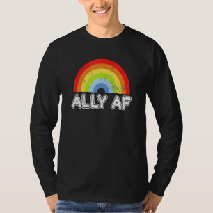 Ally Af Rainbow Vintage Gay Pride Lgbt Lgbt Commu T-Shirt