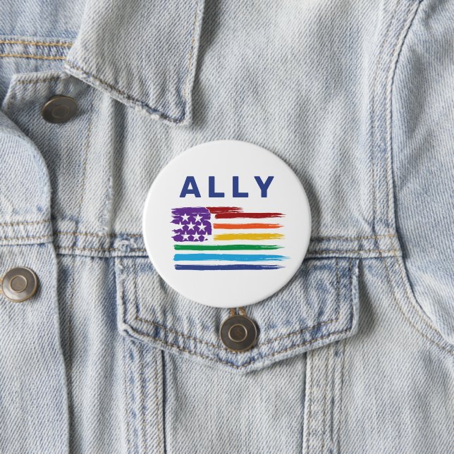 Ally Artistic Rainbow Flag 7.5 Cm Round Badge (In Situ)
