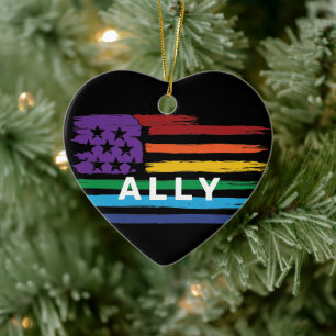 Ally Artistic Rainbow Flag  Ceramic Tree Decoration